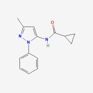 molecular formula C14H15N3O B7467610 N-(3-methyl-1-phenyl-1H-pyrazol-5-yl)cyclopropanecarboxamide 