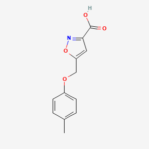molecular formula C12H11NO4 B7467738 5-[(4-Methylphenoxy)methyl]-1,2-oxazole-3-carboxylic acid 