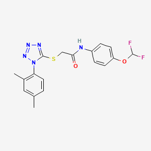 molecular formula C18H17F2N5O2S B7467765 N-[4-(difluoromethoxy)phenyl]-2-[1-(2,4-dimethylphenyl)tetrazol-5-yl]sulfanylacetamide 