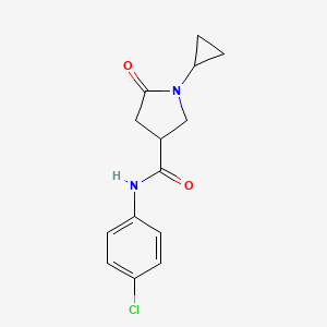 molecular formula C14H15ClN2O2 B7467771 N-(4-chlorophenyl)-1-cyclopropyl-5-oxopyrrolidine-3-carboxamide 