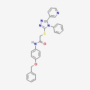 molecular formula C28H23N5O2S B7467793 N-(4-phenylmethoxyphenyl)-2-[(4-phenyl-5-pyridin-3-yl-1,2,4-triazol-3-yl)sulfanyl]acetamide 