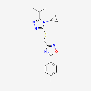 molecular formula C18H21N5OS B7467823 3-[(4-Cyclopropyl-5-propan-2-yl-1,2,4-triazol-3-yl)sulfanylmethyl]-5-(4-methylphenyl)-1,2,4-oxadiazole 