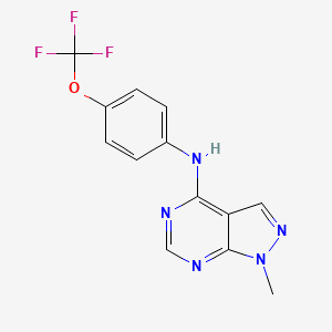 molecular formula C13H10F3N5O B7467881 US9670214, Table 11.1 