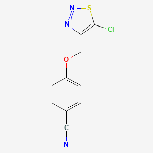 molecular formula C10H6ClN3OS B7467947 4-[(5-Chlorothiadiazol-4-yl)methoxy]benzonitrile 