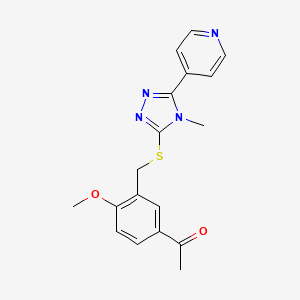 molecular formula C18H18N4O2S B7467950 1-[4-Methoxy-3-[(4-methyl-5-pyridin-4-yl-1,2,4-triazol-3-yl)sulfanylmethyl]phenyl]ethanone 