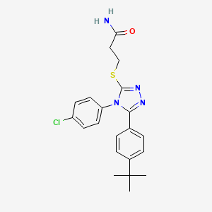 molecular formula C21H23ClN4OS B7467958 3-[[5-(4-Tert-butylphenyl)-4-(4-chlorophenyl)-1,2,4-triazol-3-yl]sulfanyl]propanamide 