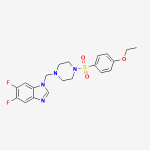 molecular formula C20H22F2N4O3S B7467972 1-[[4-(4-Ethoxyphenyl)sulfonylpiperazin-1-yl]methyl]-5,6-difluorobenzimidazole 