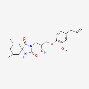 molecular formula C24H34N2O5 B7467995 3-[2-Hydroxy-3-(2-methoxy-4-prop-2-enylphenoxy)propyl]-7,7,9-trimethyl-1,3-diazaspiro[4.5]decane-2,4-dione 