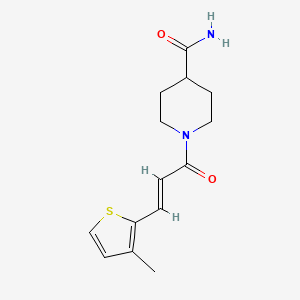 molecular formula C14H18N2O2S B7468086 1-[(E)-3-(3-methylthiophen-2-yl)prop-2-enoyl]piperidine-4-carboxamide 