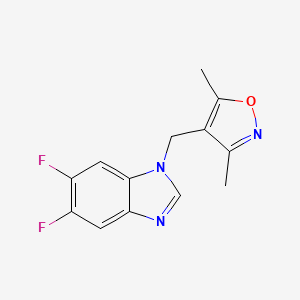 molecular formula C13H11F2N3O B7468092 4-[(5,6-Difluorobenzimidazol-1-yl)methyl]-3,5-dimethyl-1,2-oxazole 