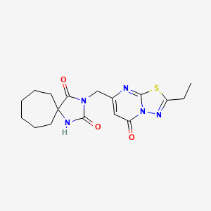molecular formula C17H21N5O3S B7468114 3-[(2-Ethyl-5-oxo-[1,3,4]thiadiazolo[3,2-a]pyrimidin-7-yl)methyl]-1,3-diazaspiro[4.6]undecane-2,4-dione 