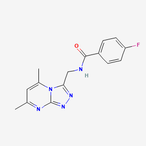 molecular formula C15H14FN5O B7468115 N-[(5,7-dimethyl-[1,2,4]triazolo[4,3-a]pyrimidin-3-yl)methyl]-4-fluorobenzamide 