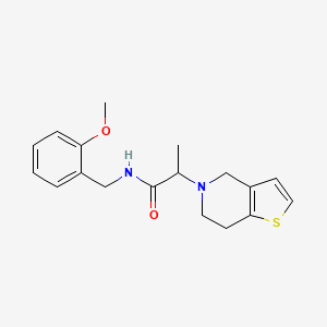molecular formula C18H22N2O2S B7468263 2-(6,7-dihydro-4H-thieno[3,2-c]pyridin-5-yl)-N-[(2-methoxyphenyl)methyl]propanamide 
