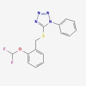 molecular formula C15H12F2N4OS B7468278 5-[[2-(Difluoromethoxy)phenyl]methylsulfanyl]-1-phenyltetrazole 