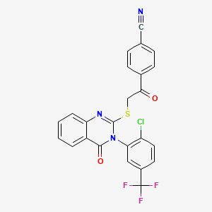molecular formula C24H13ClF3N3O2S B7468350 4-[2-[3-[2-Chloro-5-(trifluoromethyl)phenyl]-4-oxoquinazolin-2-yl]sulfanylacetyl]benzonitrile 
