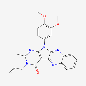 molecular formula C24H21N5O3 B7468434 17-(3,4-Dimethoxyphenyl)-14-methyl-13-prop-2-enyl-2,9,13,15,17-pentazatetracyclo[8.7.0.03,8.011,16]heptadeca-1,3,5,7,9,11(16),14-heptaen-12-one 