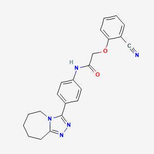 molecular formula C22H21N5O2 B7468441 2-(2-cyanophenoxy)-N-[4-(6,7,8,9-tetrahydro-5H-[1,2,4]triazolo[4,3-a]azepin-3-yl)phenyl]acetamide 