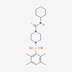 molecular formula C21H33N3O2S2 B7468447 N-cyclohexyl-4-(2,3,5,6-tetramethylphenyl)sulfonylpiperazine-1-carbothioamide 