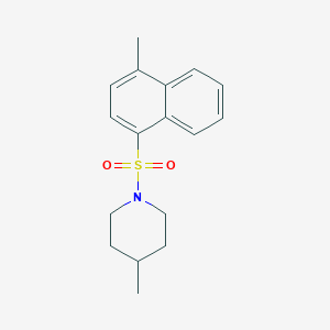 molecular formula C17H21NO2S B7468497 4-Methyl-1-(4-methylnaphthalen-1-yl)sulfonylpiperidine 