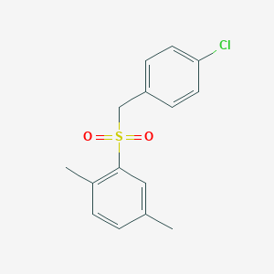 molecular formula C15H15ClO2S B7468511 2-[(4-Chlorophenyl)methylsulfonyl]-1,4-dimethylbenzene 
