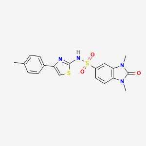 molecular formula C19H18N4O3S2 B7468535 1,3-dimethyl-N-[4-(4-methylphenyl)-1,3-thiazol-2-yl]-2-oxobenzimidazole-5-sulfonamide 