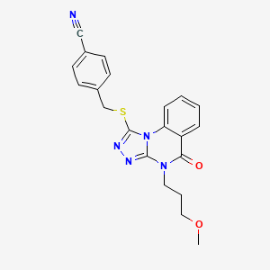 4-[[4-(3-Methoxypropyl)-5-oxo-[1,2,4]triazolo[4,3-a]quinazolin-1-yl]sulfanylmethyl]benzonitrile