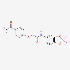 molecular formula C16H12F2N2O5 B7468565 4-[2-[(2,2-Difluoro-1,3-benzodioxol-5-yl)amino]-2-oxoethoxy]benzamide 