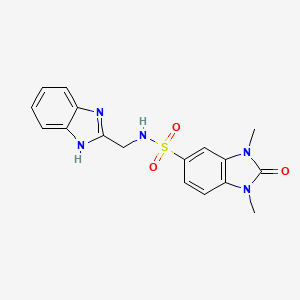 molecular formula C17H17N5O3S B7468575 N-(1H-benzimidazol-2-ylmethyl)-1,3-dimethyl-2-oxobenzimidazole-5-sulfonamide 
