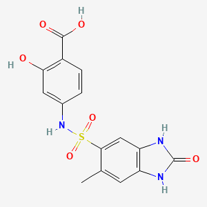 molecular formula C15H13N3O6S B7468585 2-Hydroxy-4-[(6-methyl-2-oxo-1,3-dihydrobenzimidazol-5-yl)sulfonylamino]benzoic acid 