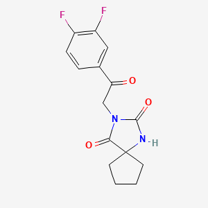 molecular formula C15H14F2N2O3 B7468594 3-[2-(3,4-Difluorophenyl)-2-oxoethyl]-1,3-diazaspiro[4.4]nonane-2,4-dione 