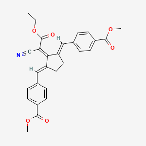 molecular formula C28H25NO6 B7468626 methyl 4-[(E)-[(3E)-2-(1-cyano-2-ethoxy-2-oxoethylidene)-3-[(4-methoxycarbonylphenyl)methylidene]cyclopentylidene]methyl]benzoate 