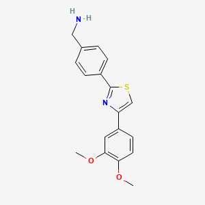 molecular formula C18H18N2O2S B7468645 {4-[4-(3,4-Dimethoxyphenyl)-1,3-thiazol-2-yl]phenyl}methanamine 