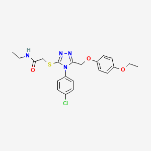 molecular formula C21H23ClN4O3S B7468646 2-[[4-(4-chlorophenyl)-5-[(4-ethoxyphenoxy)methyl]-1,2,4-triazol-3-yl]sulfanyl]-N-ethylacetamide 