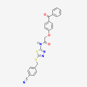 2-(4-benzoylphenoxy)-N-[5-[(4-cyanophenyl)methylsulfanyl]-1,3,4-thiadiazol-2-yl]acetamide