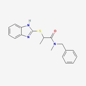 molecular formula C18H19N3OS B7468750 2-(1H-benzimidazol-2-ylsulfanyl)-N-benzyl-N-methylpropanamide 