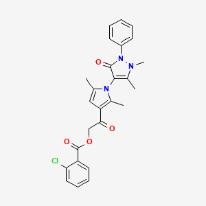 molecular formula C26H24ClN3O4 B7468773 [2-[1-(1,5-Dimethyl-3-oxo-2-phenylpyrazol-4-yl)-2,5-dimethylpyrrol-3-yl]-2-oxoethyl] 2-chlorobenzoate 