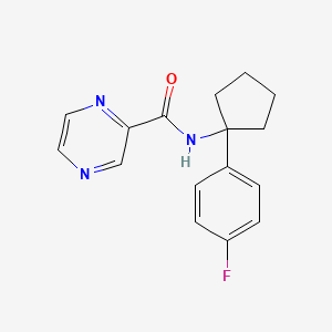 molecular formula C16H16FN3O B7468826 N-[1-(4-fluorophenyl)cyclopentyl]pyrazine-2-carboxamide 
