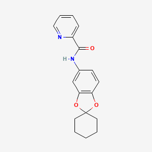molecular formula C18H18N2O3 B7468911 N-spiro[1,3-benzodioxole-2,1'-cyclohexan]-5-ylpyridine-2-carboxamide 