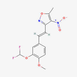 molecular formula C14H12F2N2O5 B7468974 3-[(E)-2-[3-(difluoromethoxy)-4-methoxyphenyl]ethenyl]-5-methyl-4-nitro-1,2-oxazole 