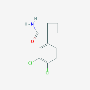 molecular formula C11H11Cl2NO B7469137 1-(3,4-Dichlorophenyl)-1-cyclobutane-carboxamide 