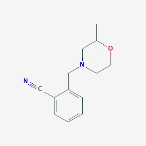 molecular formula C13H16N2O B7469234 2-[(2-Methylmorpholin-4-yl)methyl]benzonitrile 