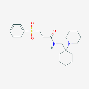 3-(benzenesulfonyl)-N-[(1-piperidin-1-ylcyclohexyl)methyl]propanamide