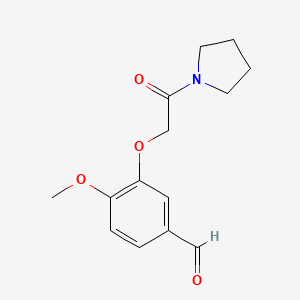 molecular formula C14H17NO4 B7469277 4-Methoxy-3-[2-oxo-2-(pyrrolidin-1-YL)ethoxy]benzaldehyde 