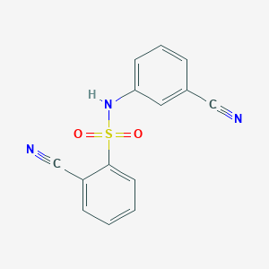 molecular formula C14H9N3O2S B7469620 2-cyano-N-(3-cyanophenyl)benzenesulfonamide 