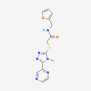 molecular formula C14H14N6O2S B7469627 N-(furan-2-ylmethyl)-2-[(4-methyl-5-pyrazin-2-yl-1,2,4-triazol-3-yl)sulfanyl]acetamide 