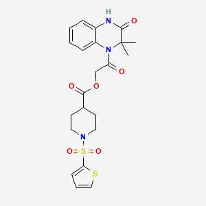 molecular formula C22H25N3O6S2 B7469634 [2-(2,2-dimethyl-3-oxo-4H-quinoxalin-1-yl)-2-oxoethyl] 1-thiophen-2-ylsulfonylpiperidine-4-carboxylate 