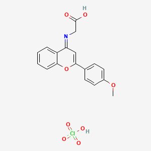 molecular formula C18H16ClNO8 B7469679 2-[[2-(4-Methoxyphenyl)chromen-4-ylidene]amino]acetic acid;perchloric acid 