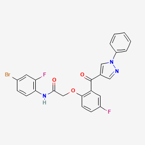 molecular formula C24H16BrF2N3O3 B7469693 N-(4-bromo-2-fluorophenyl)-2-[4-fluoro-2-(1-phenylpyrazole-4-carbonyl)phenoxy]acetamide 