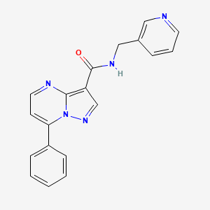 molecular formula C19H15N5O B7469709 7-phenyl-N~3~-(3-pyridylmethyl)pyrazolo[1,5-a]pyrimidine-3-carboxamide 