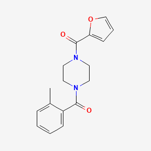 molecular formula C17H18N2O3 B7469731 [4-(Furan-2-carbonyl)piperazin-1-yl]-(2-methylphenyl)methanone 